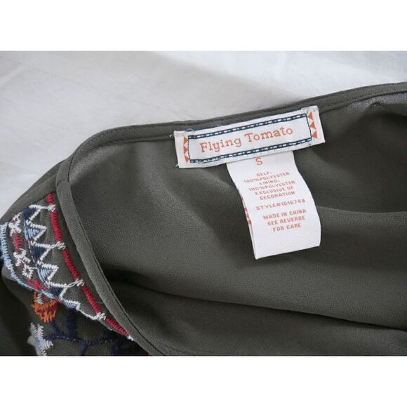 FLYING TOMATO |  Boho Bell Sleeve Green Dress Size S - Picture 6 of 9